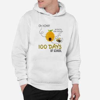 100th Day Of School Teacher Bee Hive Funny Sayings Hoodie | Seseable CA