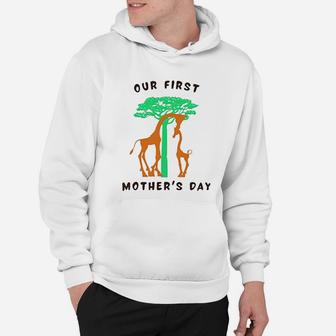 1st Mothers Day Tree Giraffe Animal Lover First Mothers Day Hoodie - Seseable