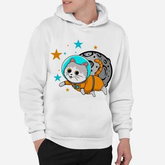 A Cute Cat Astronaut Flying In Space Cartoon Gift Hoodie - Seseable