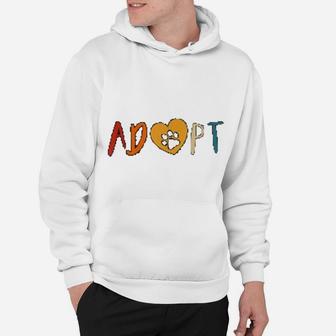 Adopt Paws Print Cute Dog Cat Pet Shelter Rescue Hoodie - Seseable