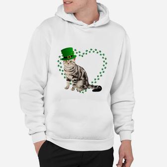 American Shorthair Heart Paw Leprechaun Hat Irish St Patricks Day Gift For Cat Lovers Hoodie - Seseable