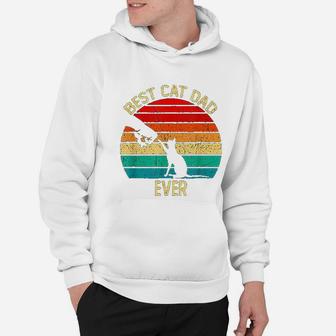 Best Cat Dad Ever Retro Vintage Gift Paw Fist Bump Funny Hoodie - Seseable
