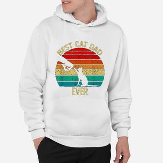 Best Cat Dad Ever Retro Vintage Paw Fist Bump Funny Hoodie - Seseable