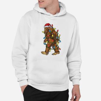 Bigfoot Christmas Shirt Santa Xmas Tree Lights Boys Gifts Hoodie - Seseable