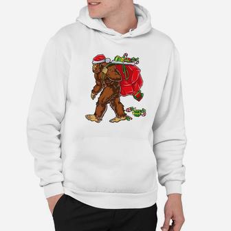 Bigfoot Santa Hat Carrying Christmas Bag Sasquatch Hoodie - Seseable