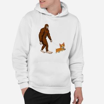 Bigfoot Walking A Dog Corgi Welsh Corgis Gift Hoodie - Seseable