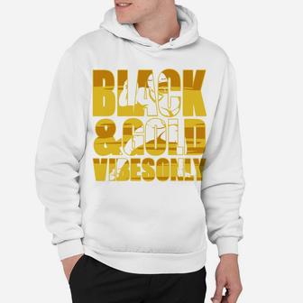 Black And Gold Game Day Football Sport Gift Hoodie - Seseable