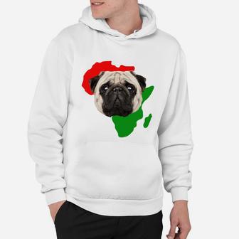 Black History Month African Map Pug Gift For Pet Lovers Proud Black Hoodie - Seseable