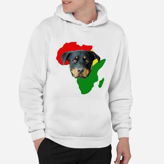 Black History Month African Map Rottweiler Gift For Pet Lovers Proud Black Hoodie - Seseable