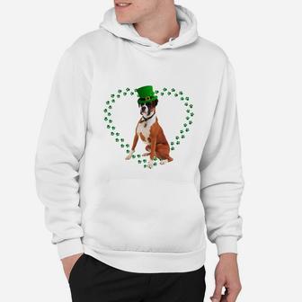 Boxer Heart Paw Leprechaun Hat Irish St Patricks Day Gift For Dog Lovers Hoodie - Seseable