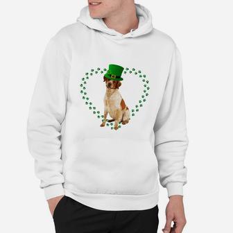 Brittany Heart Paw Leprechaun Hat Irish St Patricks Day Gift For Dog Lovers Hoodie - Seseable
