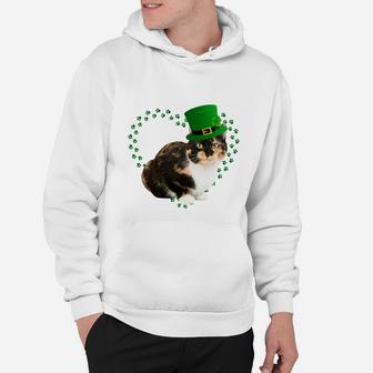 Calico Heart Paw Leprechaun Hat Irish St Patricks Day Gift For Cat Lovers Hoodie - Seseable