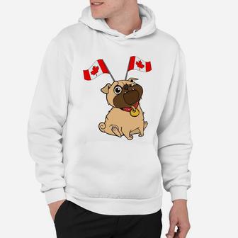 Canada National Flag Funny Pug Lover Hoodie - Seseable