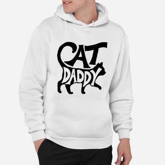 Cat Daddy Funny Cat Dad Simple Minimalist Lettering Hoodie - Seseable