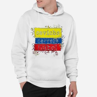 Ceviche Cerveza Futbol Funny Ecuador Flag Hoodie - Seseable