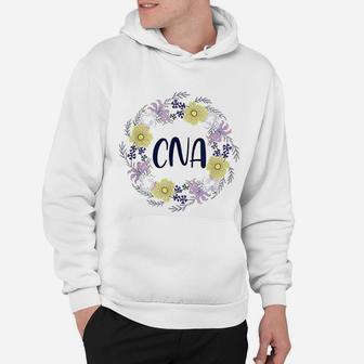 Cna Round Floral Frame Certified Nursing Assistant Gift Hoodie - Seseable