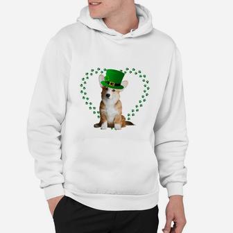 Corgi Heart Paw Leprechaun Hat Irish St Patricks Day Gift For Dog Lovers Hoodie - Seseable