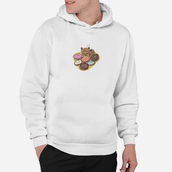 Cute Cat And Donuts Watercolor Hoodie - Seseable