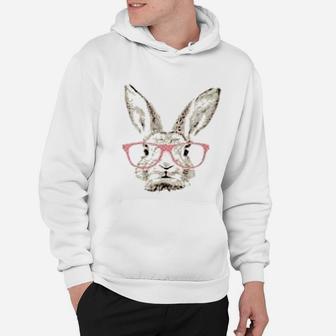 Cute Easter Bunny Rabbit Pink Glasses Hipster Hoodie - Seseable