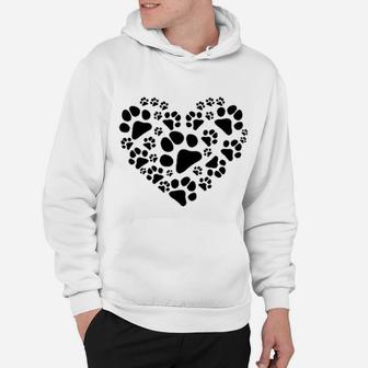 Dog Paw Print Love Heart Graphic Hoodie - Seseable