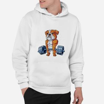 English Bulldog Weightlifting Deadlift Fitness Gym Hoodie - Seseable