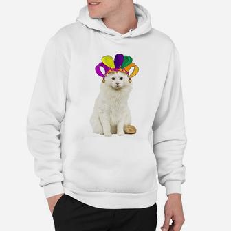 Fat Tuesday Mardi Gras Turkish Van Wearing Jester Hat Gift Cat Lovers Hoodie - Seseable