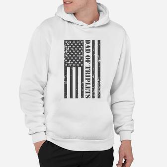 Fathers Day Triplet Dad American Flag Dad Of Triplets Gif Hoodie - Seseable