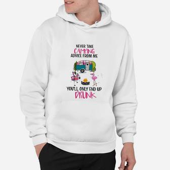 Flamingo Never Take Camping Advice From Me Hoodie - Seseable