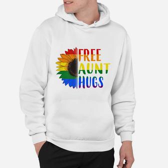 Free Aunt Hugs Lgbt Pride Flag Sunflower 2020 Hoodie - Seseable