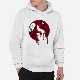 Full Moon Howling Wolf Galaxy Blood Moon Eclipse Hoodie - Seseable