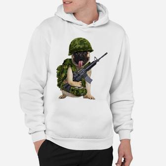 Funny Patriotic Veteran Pug Army Commando Dog Lover Hoodie - Seseable