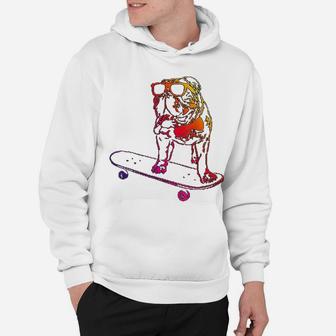 Funny Skateboard English Bulldog Hoodie - Seseable