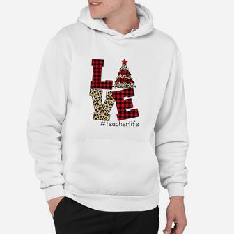 Funny #teacherlife Teacher Life Christmas Tree Love Leopard Hoodie - Seseable