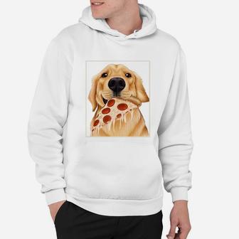 Golden Retriever Eating Pizza Dog With A Slice Of Pizza Hoodie - Seseable