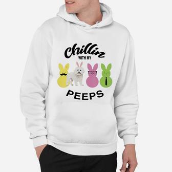 Happy 2021 Easter Bunny Cute Bichons Frise Chilling With My Peeps Gift For Dog Lovers Hoodie - Seseable