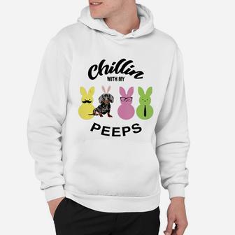 Happy 2021 Easter Bunny Cute Dachshund Chilling With My Peeps Gift For Dog Lovers Hoodie - Seseable