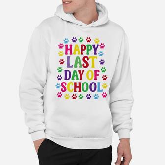 Happy Last Day Of School Paw Print Dog Cat Kid Teacher Hoodie - Seseable