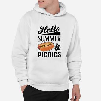 Hello Summer And Picnics With Hot Dog Hoodie - Seseable