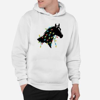 Horse Tangled Up In Colored Christmas Lights Holiday Hoodie - Seseable