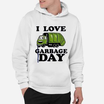 I Love Garbage Day Little Boys Trash Truck Hoodie - Seseable