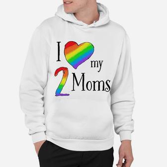 I Love My 2 Moms Pride Rainbow Heart Baby Hoodie - Seseable