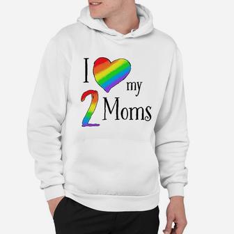 I Love My 2 Moms- Pride Rainbow Heart Baby Hoodie - Seseable