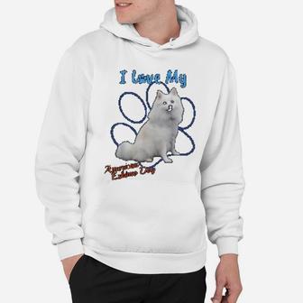 I Love My American Eskimo Dog Dog Lover Paws Print Hoodie - Seseable