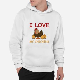 I Love My Chickens Hoodie mit Cartoon-Hühnern für Geflügelliebhaber - Seseable