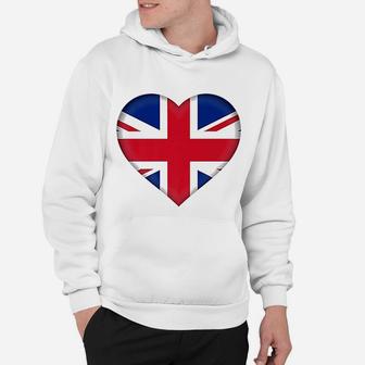 I Love United Kingdom Uk British Flag Heart Hoodie - Seseable