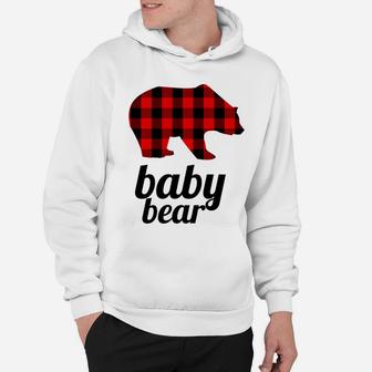 Kids Baby Bear Red Plaid Matching Mama Bear Hoodie - Seseable