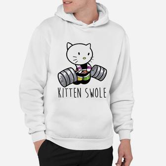 Kitten Swole Cat Powerlifting Weightlifting Gym Hoodie - Seseable