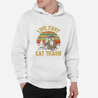 Live Fast Eat Trash Funny Raccoon Camping Vintage Hoodie - Seseable