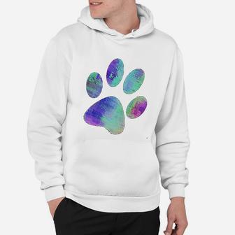 Loves Dogs Cats Animals Paw Print Animal Lover Rainbow Art Hoodie | Seseable CA