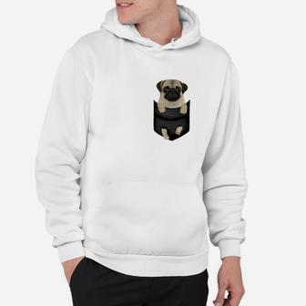 Lustiges Mops Hoodie Weiß Taschendruck Design für Hundefreunde - Seseable